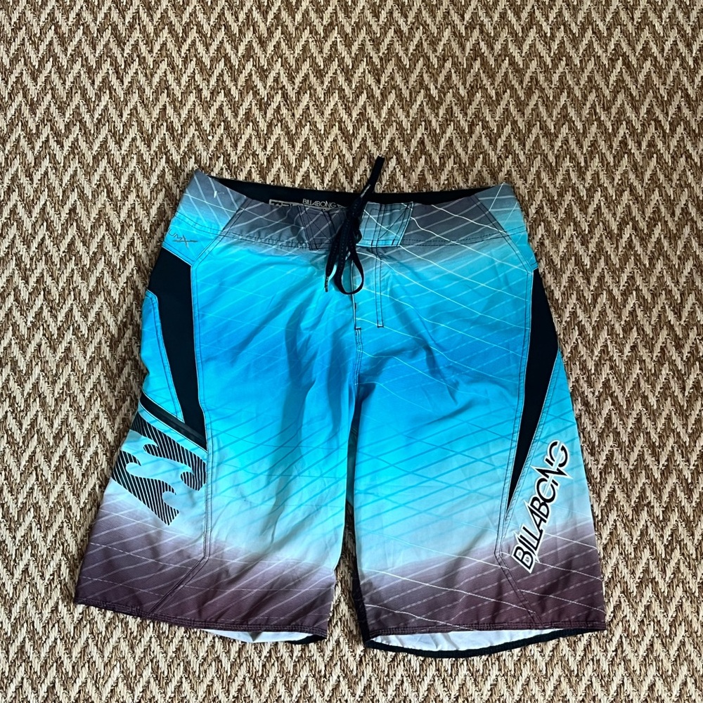 Billabong Blue and Black Board Shorts with Gradient Design